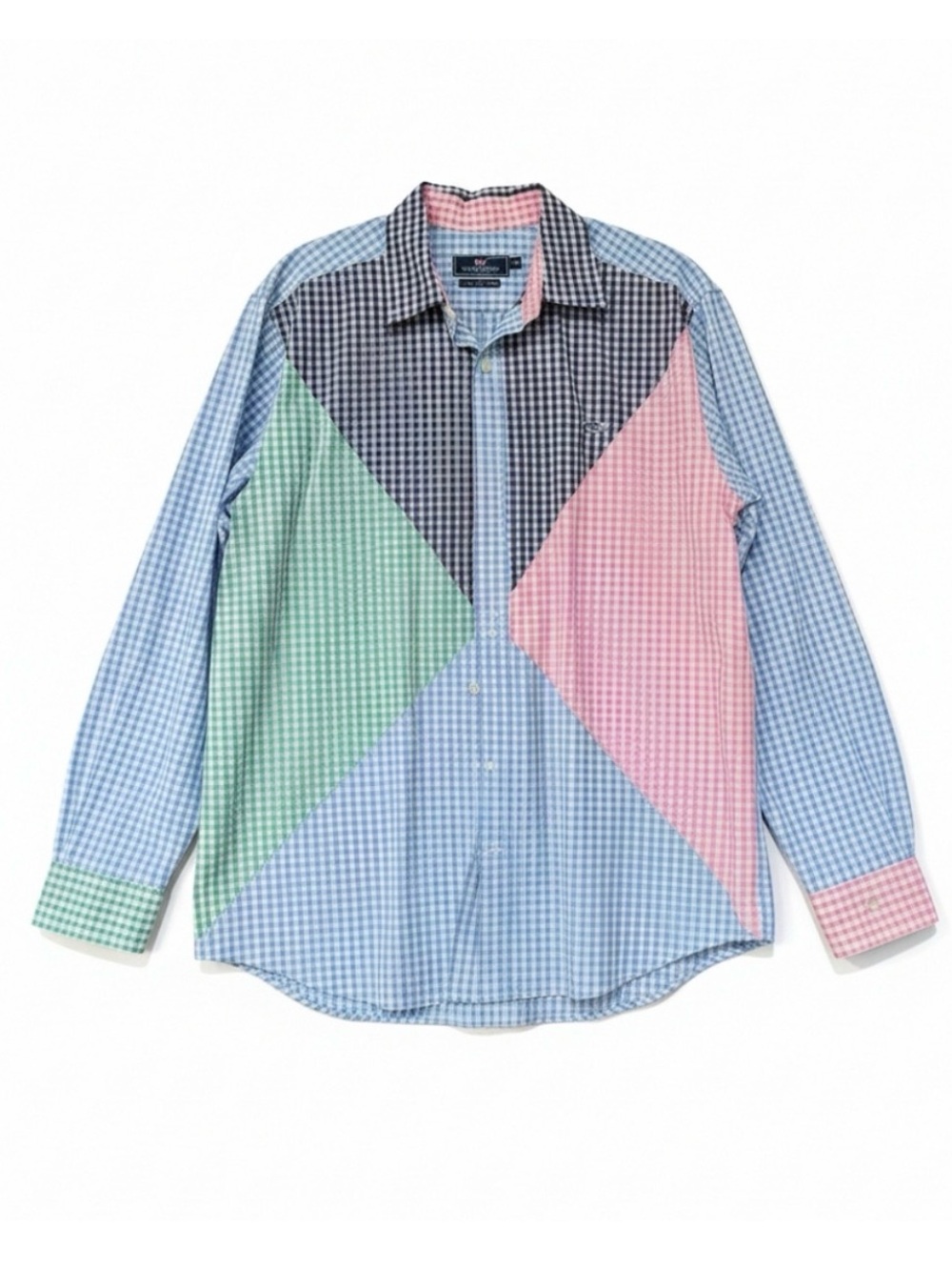Vineyard Vines Slim Fit Whale Shirt Patchwork Pastel Gingham Mens XL